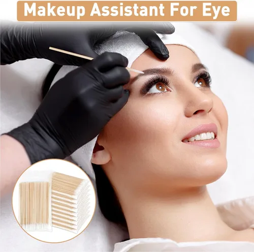 Vista 7 de 1000 hisopos de algodón microblading, punta puntiaguda, hisopos de algodón, palitos de madera, aplicador de punta de algodón, suministros