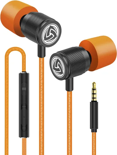 Vista 31 de LUDOS Auriculares con cable ultra intraauriculares, 5 años de garantía, auriculares con micrófono, auriculares con cancelación de ruido, espuma