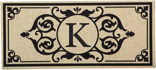 Vista 13 de Evergreen Flag Cambridge Monogram Letra A Burlap Sassafras Switch Mat 22" x 10