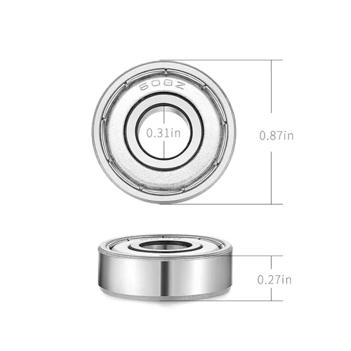 Vista 2 de 608-Z Rodamientos de patineta miniatura sellados blindados - 0.315x0.866x0.276 in, 10 unidades, utilizados en maquinaria de longboard y scooters
