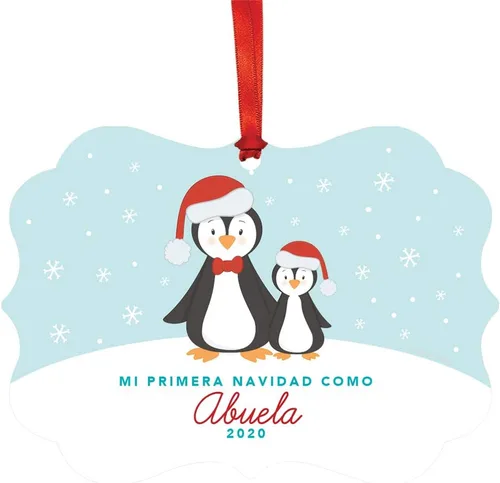 Vista 28 de Andaz Press Adorno de recuerdo de Navidad con marco de fantasía de familia española, Nuestra Primera Navidad Como UNA Familia De Tres 2024, Familia