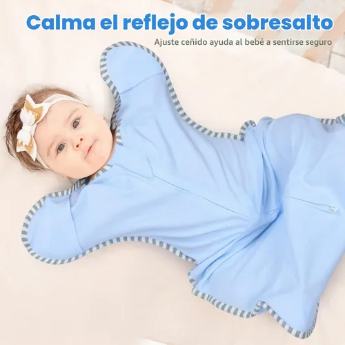 Vista 4 de Saco de dormir de transición para bebé de 0-3 meses con brazos hacia arriba, cremallera de 2 vías, 100% algodón, brazos adentro/afuera, 0.8 Tog