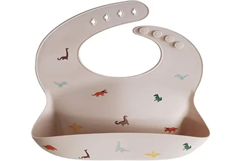Vista 67 de Mushie - Babero de silicona para bebé, ajustable y resistente al agua (abejas) De 4 a 24 meses, lavable a máquina, correa ajustable