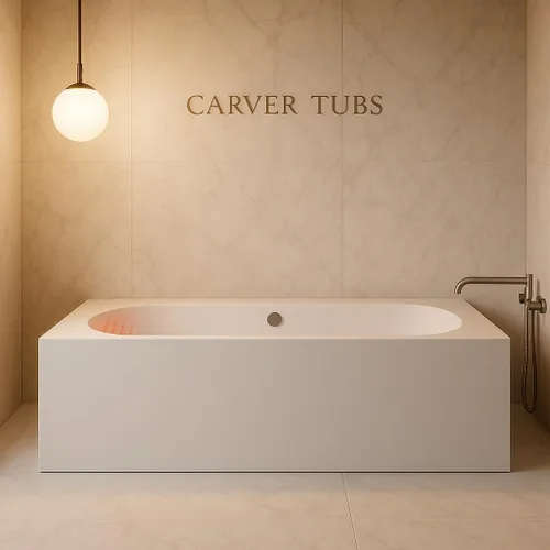 Vista 9 de Carver Tubs - Aphrodite 67 "- Bañera independiente moderna con masaje de aire calentado con chorro - Forma rectangular ovalada característica amplia