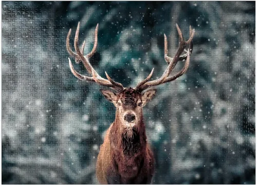 Vista 9 de MyPuzzle Noble Deer in Winter Snow Forest - Rompecabezas de 100 piezas para adultos