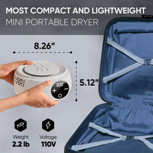 Vista 3 de Secadora de ropa portátil inteligente Mini secadora para hotel, apartamento, RV, viajes, mini secadora premium para ropa ligera, ropa