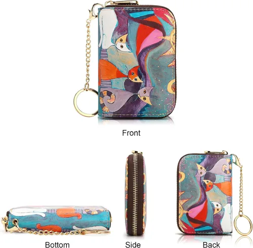 Vista 2 de APHISON RFID - Tarjetero, carteras para mujer. Funda para tarjetas de piel con cremallera para mujerniñaCaja regalo