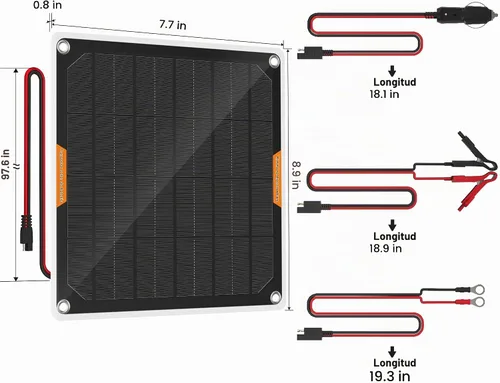 Vista 6 de Cargador de batería de coche con panel solar de 12 V OYMSAE (5W)