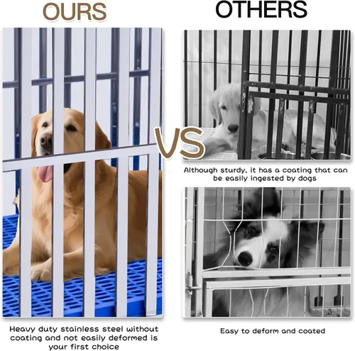 Vista 5 de Jaula para perros de 48, 49, 50 pulgadas, plegable, de acero inoxidable, resistente, jaula de metal para perros, para perros grandes, medianos