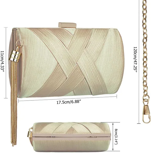 Vista 3 de Bolsos de noche para mujer, elegante bolso de mano con borlas para novia, boda, graduación, noche, fiesta