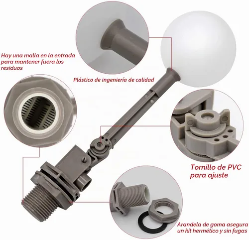 Vista 3 de Válvula de flotador de agua de 2 piezas de 1 pulgada con brazo ajustable válvula de bola de flotador de llenado automático para ganado fuentes