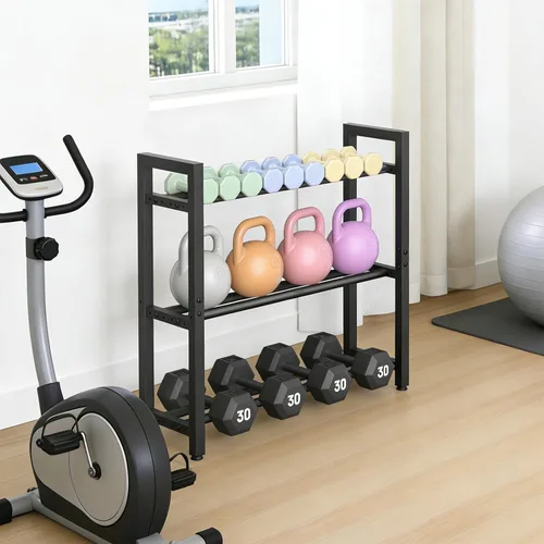 Vista 2 de Eocnrhe Dumbbell Rack Stand Only, Weight Rack for Home Gym, 3-Tier Adjustable Dumbell Rack Heavy-Duty Weight Stand for Dumbbells Kettlebells