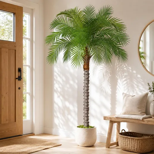 Vista 9 de Palmera fénix artificial de 6 pies, planta de palma artificial de seda de coco artificial para interiores y exteriores, hogar, oficina, patio, baño