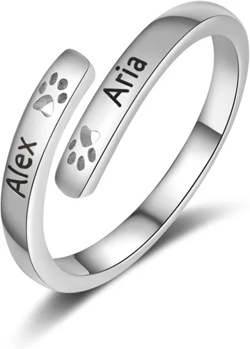 Vista 13 de OPALSTOCK - Juego de anillos de compromiso personalizados para parejas con corazón a juego para él y para ella multicolor/fantasía (Adjustable)