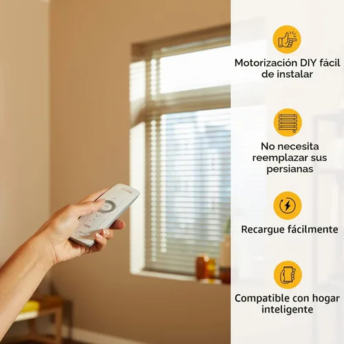 Vista 2 de Somfy Clever - Kit de motor de persiana inclinable, se adapta a tus persianas horizontales existentes de 2 pulgadas, persianas inteligentes