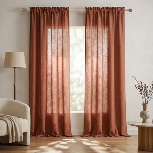 Vista 87 de Mrs.Naturall - Cortinas transparentes con bolsillo para barra de 36x63 pulgadas de lino mezclado negro