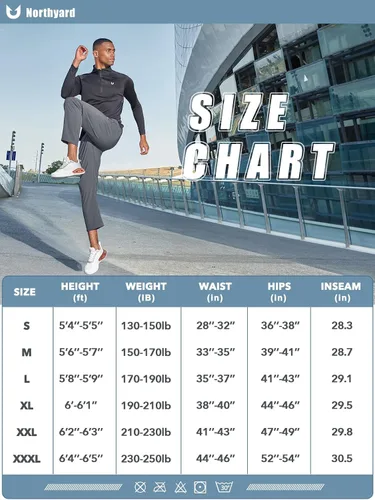 Vista 6 de NORTHYARD Men's Fleece Lined Pants Athletic Workout Running Joggers Winter Warm Wind Sweatpants for Active Gym Track Jogging