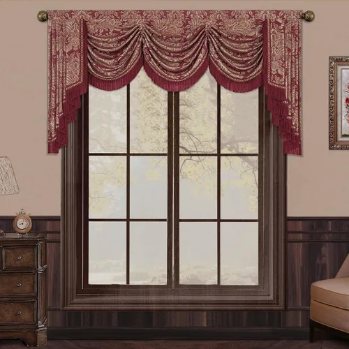 Vista 11 de Loom and Mill Cenefas de Cascada de Lujo para Ventanas, Elegante Cenefa de Cortinas Gruesas de Jacquard con Borlas para Sala de Estar, Dormitorio