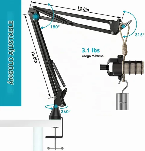 Vista 3 de YOUSHARES - Soporte Rode Podmic con filtro pop - Brazo de pluma para micrófono con parabrisas de espuma para mejorar la calidad de grabación 01_