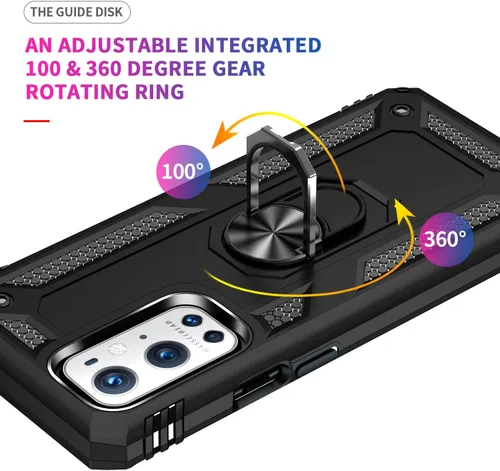Vista 3 de ADDIT OnePlus 9 Pro - Funda para OnePlus 9 Pro, con anillo de soporte, soporte ajustable, grado militar, protección resistente, a prueba de golpes