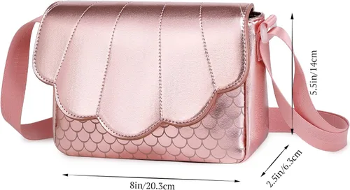 Vista 2 de Lanola Regalos para niñas pequeñas, lindo bolso cruzado de hombro con conchas marinas