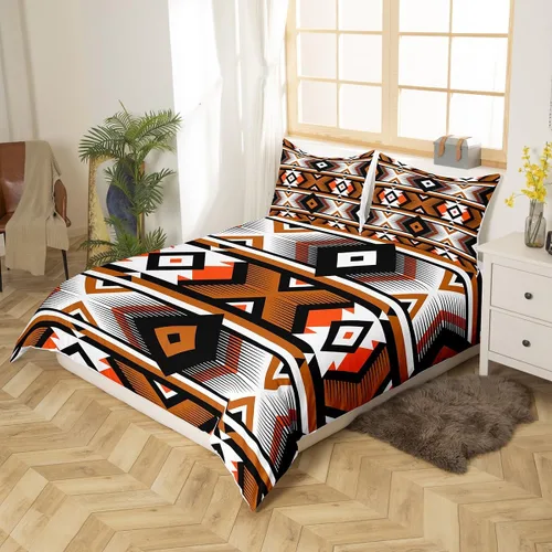 Vista 3 de Erosebridal Southwestern - Juego de funda de edredón tamaño individual, diseño geométrico étnico, estilo bohemio, azteca, para niños, adolescentes