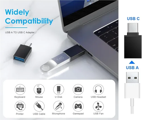 Vista 7 de 2 Tipo C Convertidores hembra a iPhone macho, 2 USB hembra a tipo c macho para iPhone 12, 13, 14Pro Max Plus, Samsung Galaxy S23, S22, OTG USB se