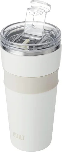 Vista 5 de [Usado] BUILT Vaso Shasta de acero inoxidable con aislamiento al vacío de doble pared de 24 onzas con tapa fácil de limpiar, abatible para abrir