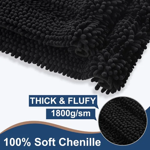 Vista 4 de FLOLEOPA Juego de 2 tapetes de baño de felpilla gruesa y peluda, antideslizantes, parte inferior de goma termofusible para baño, alfombras de baño