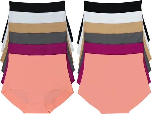 Vista 7 de ToBeInStyle Paquete de 6 calzones básicos de cintura alta sin costuras con corte láser para mujer