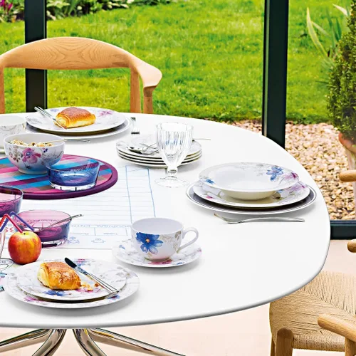 Vista 3 de Villeroy & Boch Mariefleur Gris Basic Breakfast - Plato redondo de porcelana premium con una decoración de flores juguetona, apto para lavavajillas