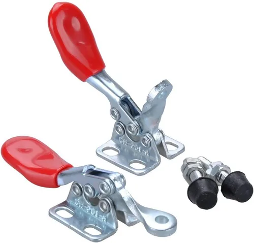 Vista 2 de E-TING 4 unidades herramienta de mano Toggle Clamp 201A Rojo Antiderrapante 201-A abrazadera Horizontal.