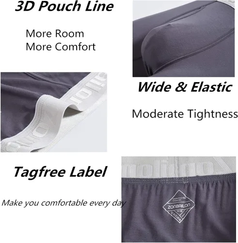 Vista 2 de Ropa interior de bambú para hombre, calzoncillos tipo bóxer con bolsa para bragueta M, L, XL, 2XL, 3XL