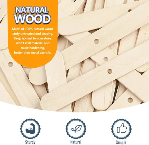 Vista 4 de DINGPAI 100 soportes de mecha de vela de madera, dispositivos de centrado de mecha de vela para fabricación de velas, barras de mecha de vela, clips