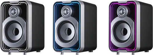 Vista 7 de SOULION Altavoces de computadora 2.0, altavoces de PC con cable Bluetooth de 10 W alimentados por USB con cápsula de fácil control para escritorio