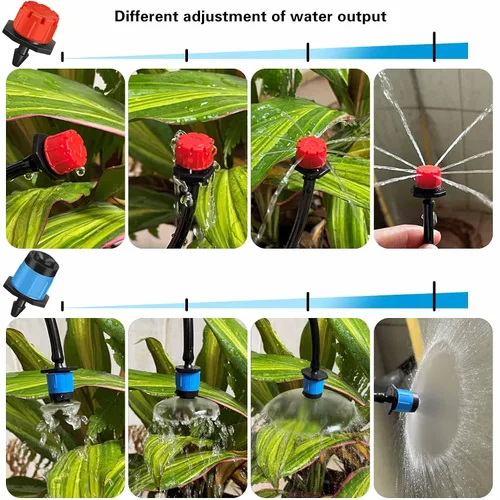 Vista 5 de Emisores de riego por goteo, 150+30 unids/set piezas de riego por goteo para sistema de riego de jardín, boquilla ajustable boquilla de riego por