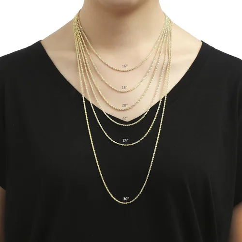 Vista 5 de Floreo 10k Yellow Gold 2mm Hollow Rope Chain Necklace with Lobster Claw Clasp