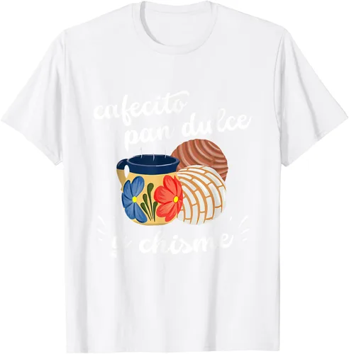 Vista 41 de Camiseta Cafecito Pan Dulce y Chisme Mexican Hispanic Pride Breakfast Negro