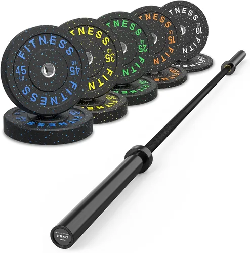 Vista 17 de HANDBODE Olympic High-Bounce Bumper Plates Bench Press Barbell Weights Set 2 - Inch, 10-55 lb Rubber Weight Sets for Home Gym, Strength Training