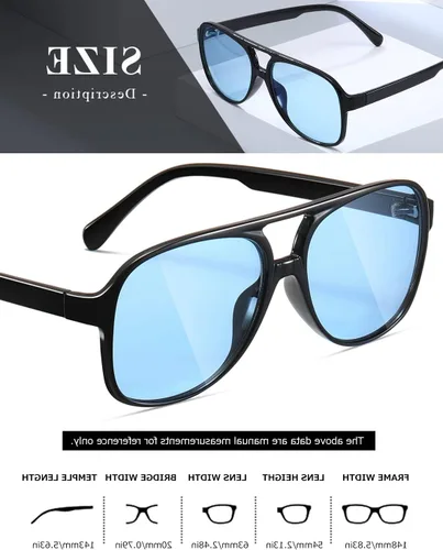 Vista 3 de Gafas de sol clásicas estilo aviador vintage para mujeres y hombres, montura grande, gafas de sol retro de los años 70