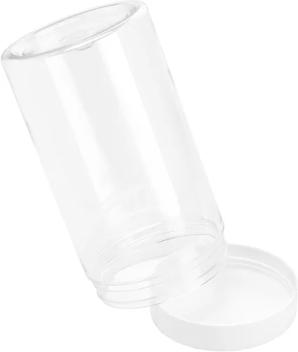 Vista 6 de 30 recipientes de limo de 14 onzas con tapas blancas, tarros de plástico transparente de boca ancha, pequeños recipientes de plástico transparente