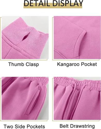 Vista 42 de Kissonic Conjunto deportivo de forro polar para mujer, 2 piezas, sudadera con capucha y pantalones deportivos