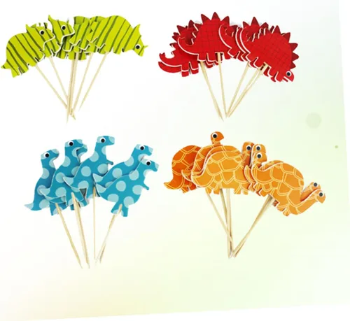 Vista 4 de 96pcs Dinosaur Cake Topper Paper Cartoon Decoration