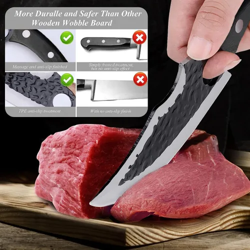 Vista 3 de Cuchillo de chef forjado a mano, cuchillo vikingo de 6 pulgadas con funda de cuero, cuchillo de cocina de acero japonés hecho a mano, cuchillo