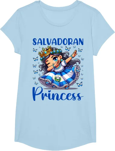 Vista 18 de Camiseta de princesa salvadoreña dabbing para niñas y niños
