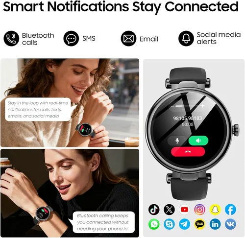 Vista 4 de TOZO S8 AMOLED Smart Watch for Women Men, Fitness Tracker with Bluetooth Calling & Notifications, 3ATM Waterproof, Sleep & Stress Tracking, 100+