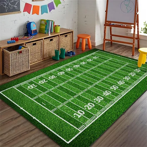 Vista 15 de Alfombra de fútbol americano, 3 x 4 pies, lavable de gran tamaño, ilustraciones 3D, con textura de cuero de fútbol, con cordones, alfombras