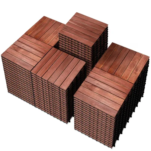 Vista 37 de PrimeZone - 9 azulejos entrelazados de madera de acacia sólida para terraza, patio, 12 x 12 pulgadas, impermeables, para interiores y exteriores