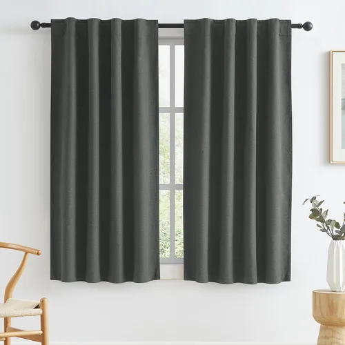 Vista 97 de KEQIAOSUOCAI - Cortinas opacas naturales de 108 pulgadas de largo, cortinas modernas con pestaña trasera, paneles plisados para sistema de cortina