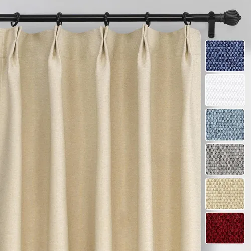 Vista 7 de DriftAway Cortinas opacas plisadas de 84 pulgadas de largo, juego de 2 paneles de cortinas de lino texturizadas para dormitorio, sala de estar